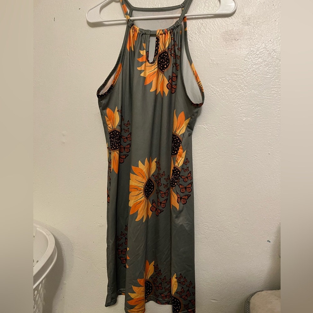 Cute Sleeveless Sunflower Dress